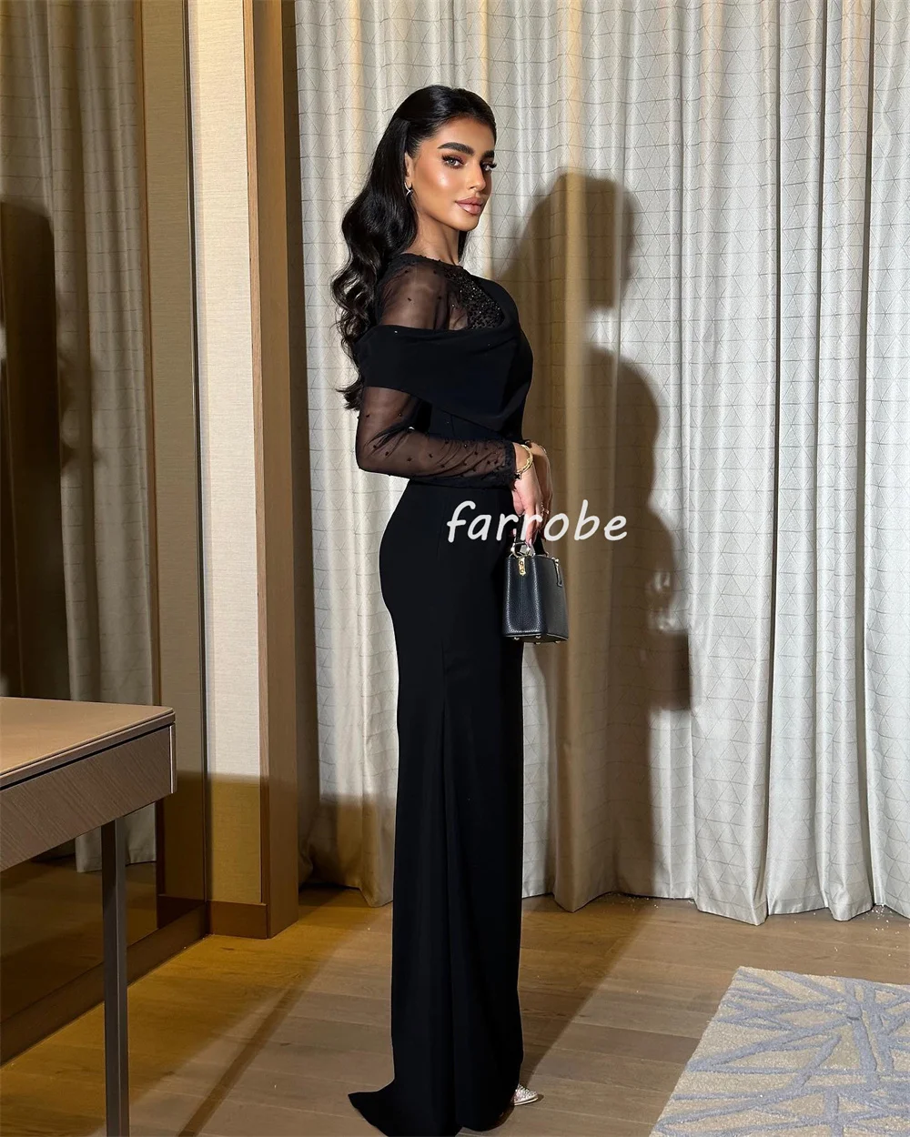 Customized Modern Style Jersey Beading Sequined A-line Scoop Neck Long Dresses Bespoke Occasion Dresses Exquisite Elegant