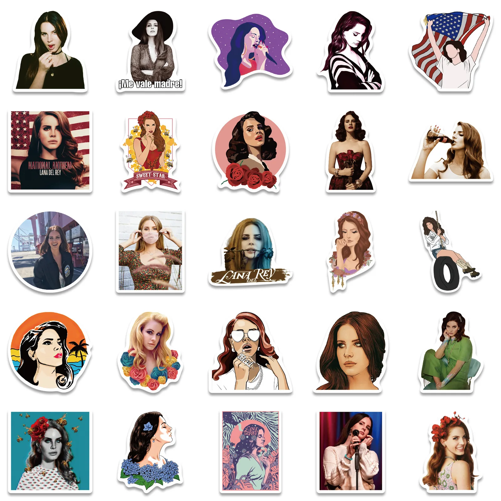 10/50PCS Sänger Lana Del Rey Aufkleber Graffiti Aufkleber Wasserdicht DIY Motorrad Telefon Fall Laptop Gitarre Gepäck Aufkleber Spielzeug