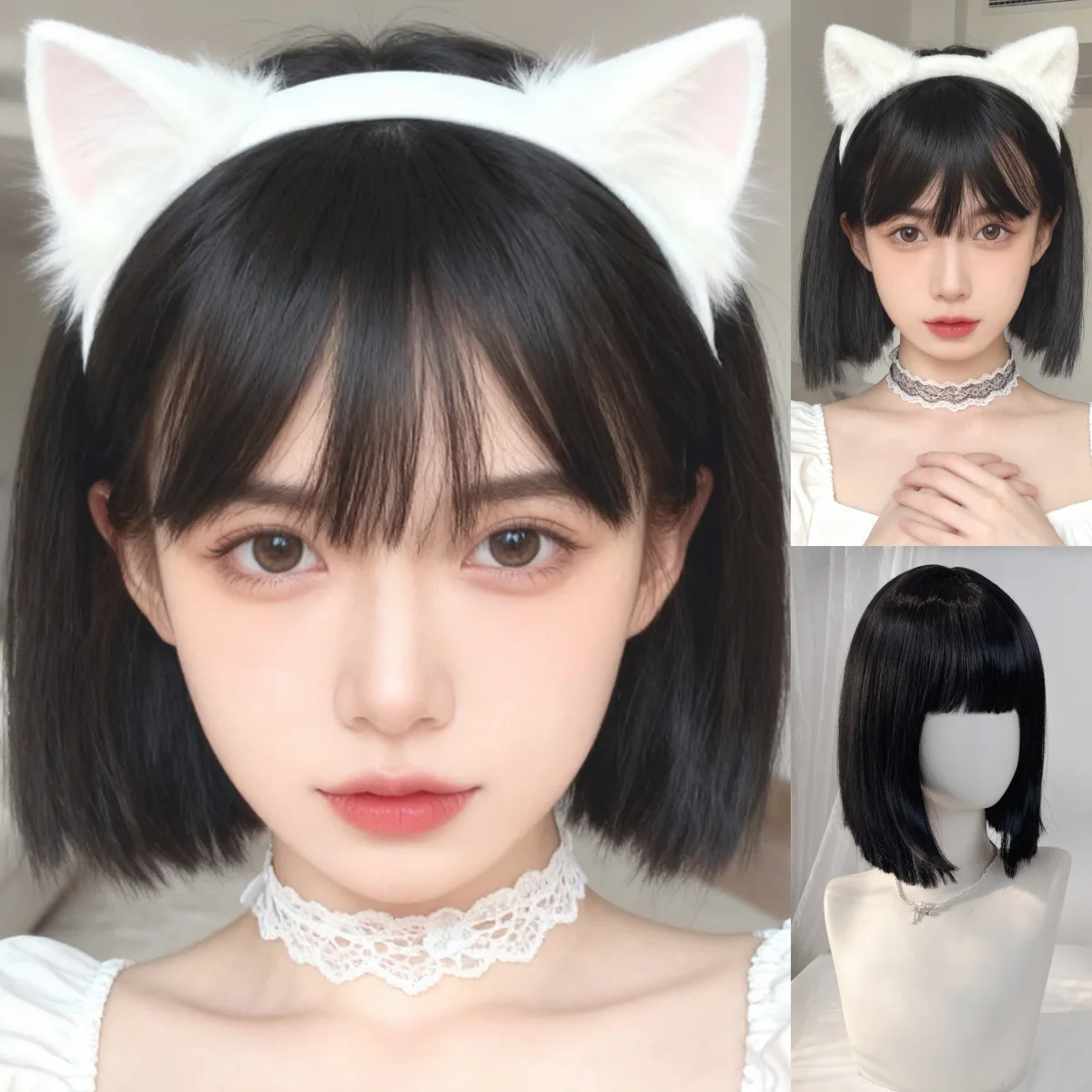 

Новый черный синтетический парик с прической Боб для вечеринки, косплея на Хэллоуин, высокотемпературный комплект аксессуаров для волос для ежедневного использования