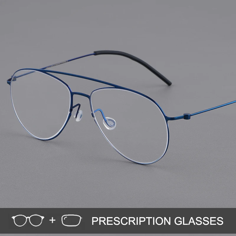 Denmark Double Beam Titanium Glasses Optical Oval Round Frame Design Men Women Screwless Ultralight Prescription Pilot Eyeglass