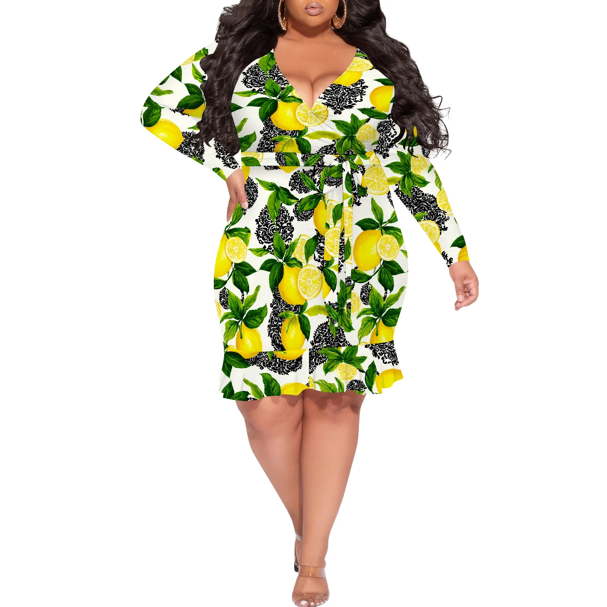 

Women's Sexy Wrap V Neck Floral Sundress Dress