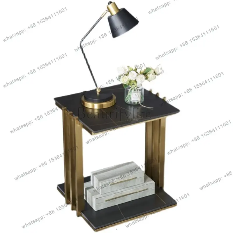 

Side few stainless steel simple modern sofa side cabinet corner few living room rock slab double square