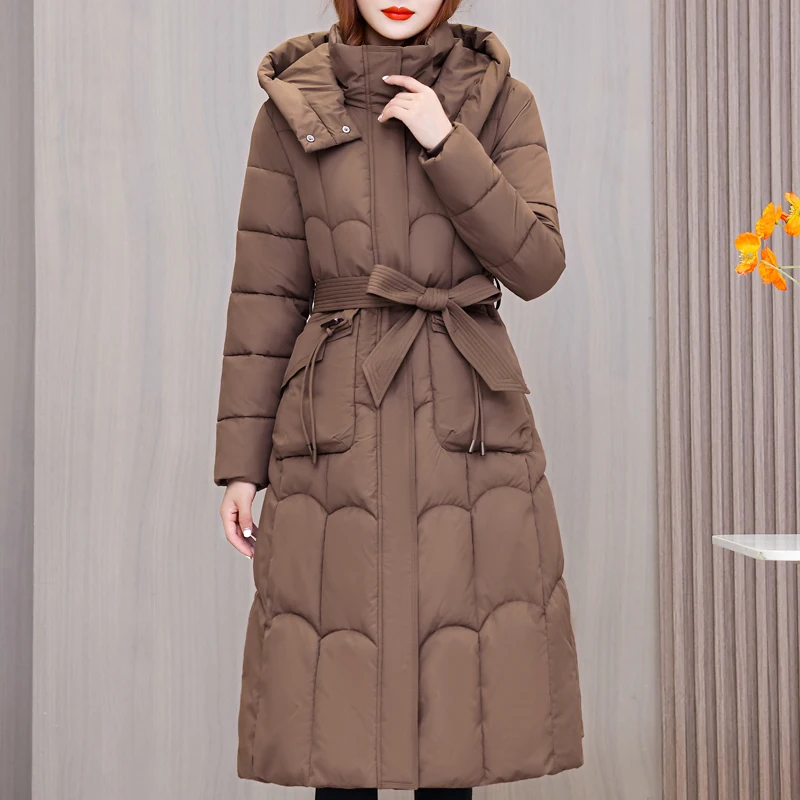 

Woman Long Coat Winter Outerwears 2024 Fashion Thick Warm Winter Parkas for Women Overcoat Hooded High Quality