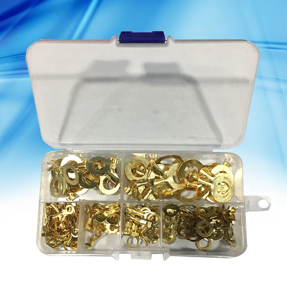 

150pcs Round Cable Lugs 3.2/4.2/5.2/6.2/8.2/10.2Mm Tinned Copper Wire Terminals For Electrical Power Distribution Crimp