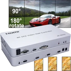 4K@60Hz DVI HDMI Video Wall Controller 2 3 4 TV Splicer 3x1 1x2 1x4 2X2 Video Wall Horizontal Vertical Screen Splicing Processor