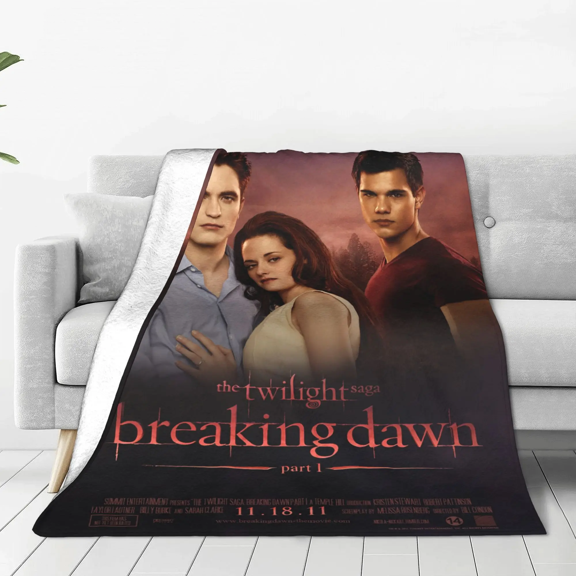 Edward Bella Jacob Black Blanket Cover Flannel The Twilight Saga Breaking Dawn Super Warm Throw Blanket for Sofa Couch Bed Rug