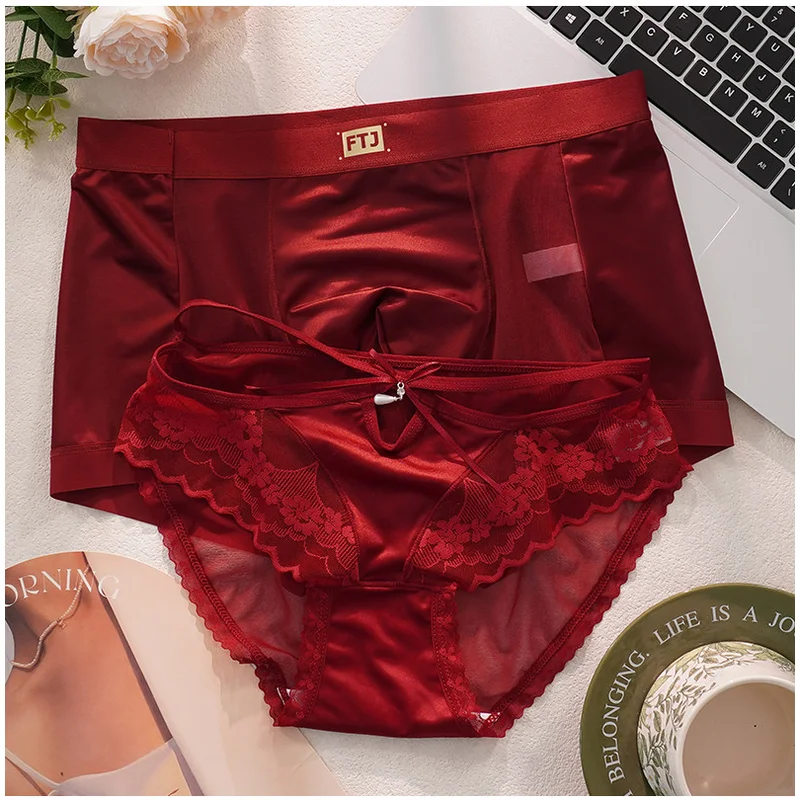 

Французские сексуальные однотонные трусы унисекс, элегантные, новая модель 2026 года, красные, мягкие, нежные, легкие кружевные трусики для пар