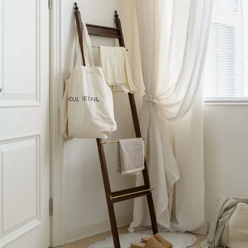 French retro wooden trapezoidal coat rack solid wood against the wall vertical bedroom towel rack slipper storage rack