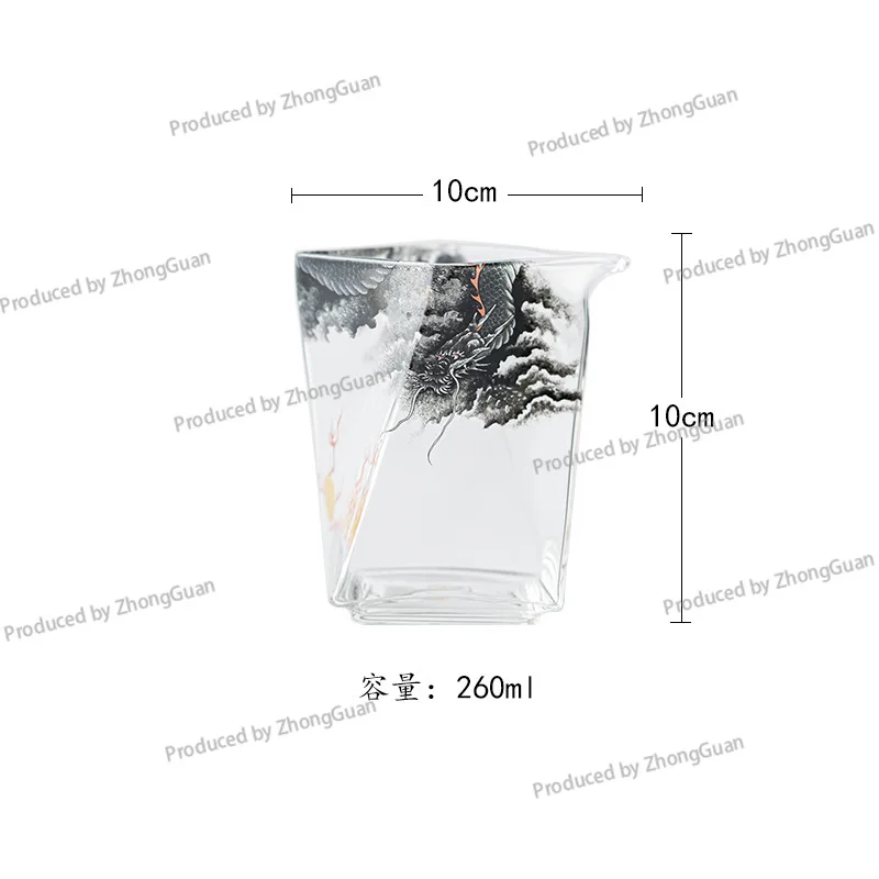 Dragon Cloud Sea Glass Fair Cup High Temperature Resistant Square Fair Cup Tea Divider Tea Sea Leveling Cup