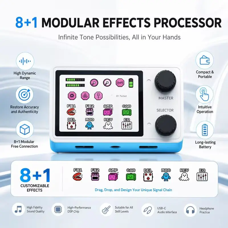 Livtra Nanocore Mini Multi Effects Processor Portable Pocket Guitar Effect Device 2.4 Inch Screen For Music Performance