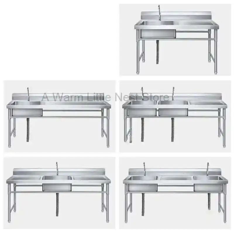 

Outdoor Kitchen Sinks Commercial Stainless Steel Dishwashing Sink Hotel Canteen Floor-standing Vegetable Washbasin Washing Sinks