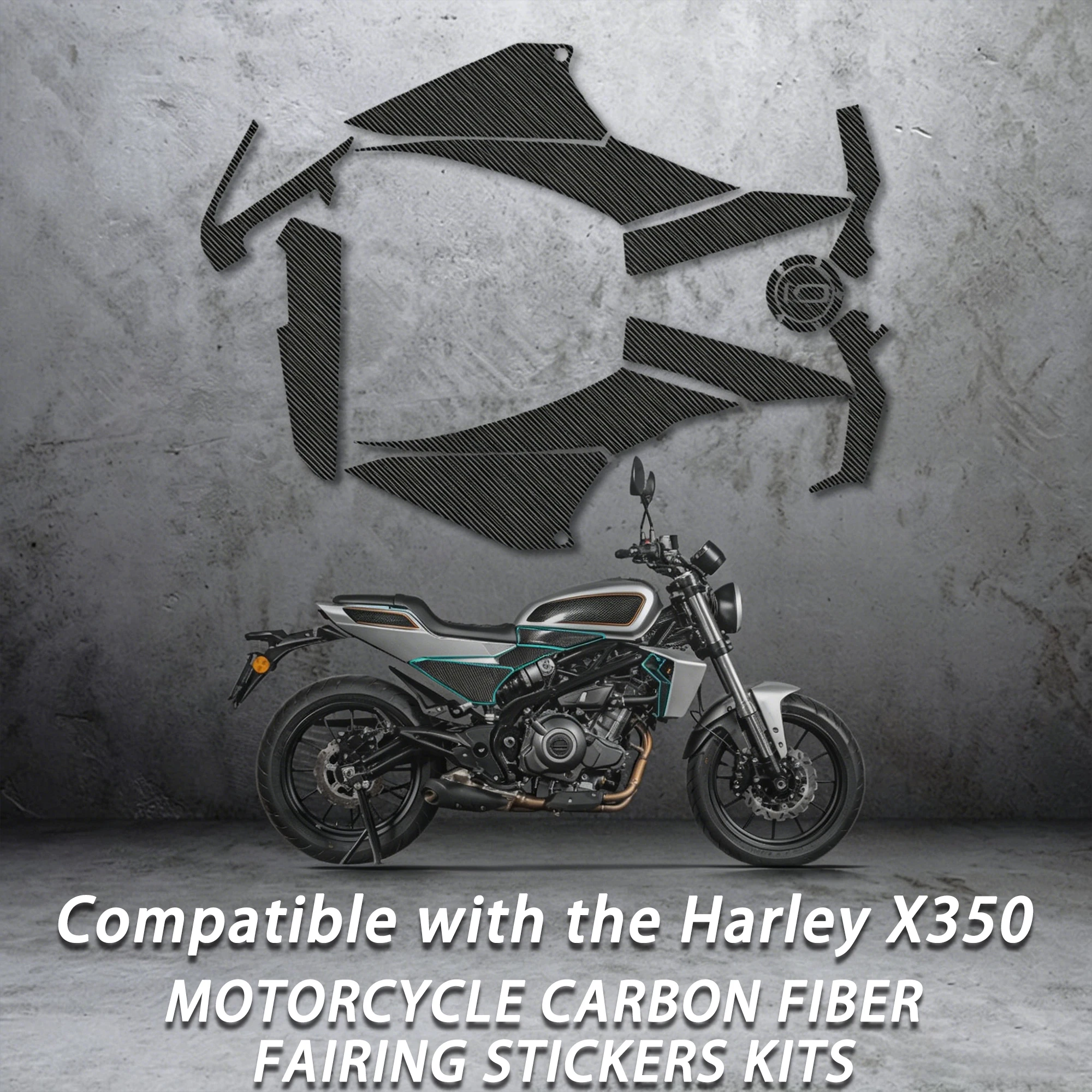 Motorcycle Body Guard Sticker Waterproof Sunproof Paint Protection Decals Compatible with Harley X350 Carbon Fiber Decor Sticker