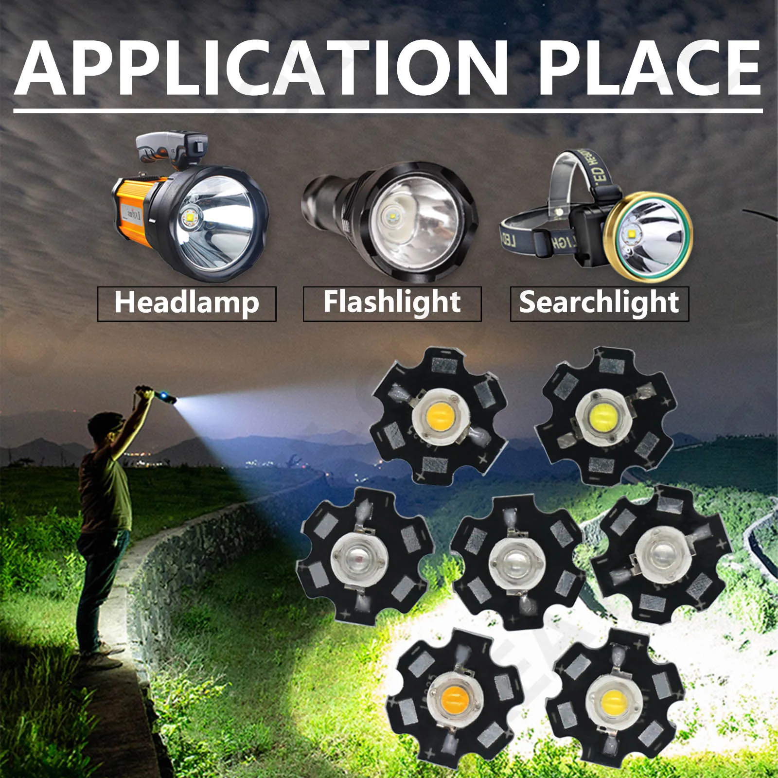 10 قطعة 1 واط 3 واط 3 فولت 20 مللي متر عالية الطاقة LED مع سلك رقاقة المصباح الكهربي PCB مع WireSMD COB الثنائيات 2000 كيلو 3000 كيلو 4000 كيلو 6500 كيلو أحمر أخضر أزرق #6