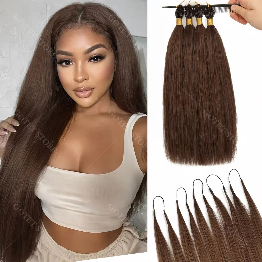 Silky Straight Miracle Knots Bone Straight Feather Crochet Human Hair #4 Chocolate Brown Crochet Bundles Human Hair Extensions