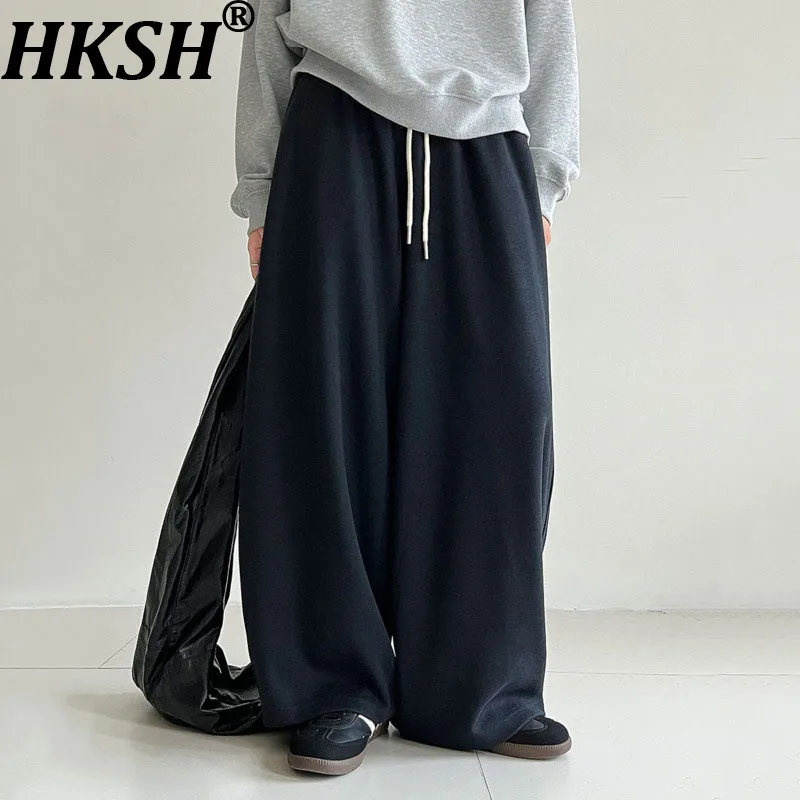 

HKSH весна осень новые женские широкие брюки на шнурке с эластичной резинкой на талии универсальные утягивающие драпированные повседневные спортивные штаны Ins HK13892