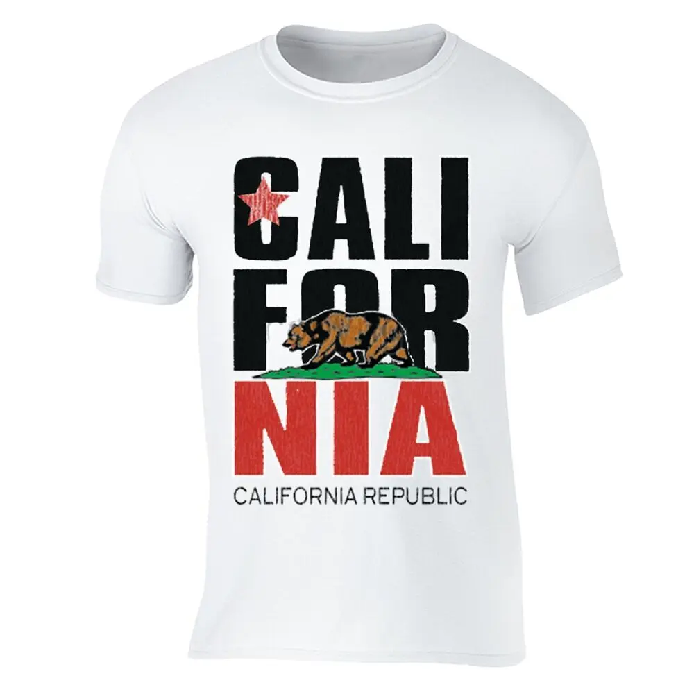 California Republic State T-Shirt Summer Flag Bear West Side Cali Tshirt Unisex T-shirts For Men Women