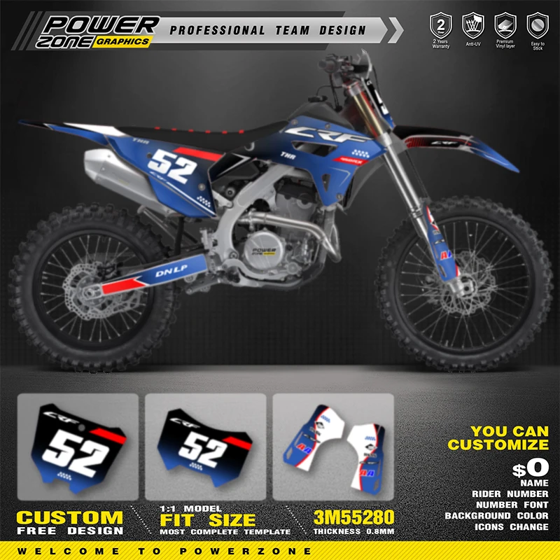 

PowerZone Full Graphics Background Decals Stickers Kit For HONDA 2022 2023 2024 CRF250RX 2021 2022 2023 2024 CRF450RX 012