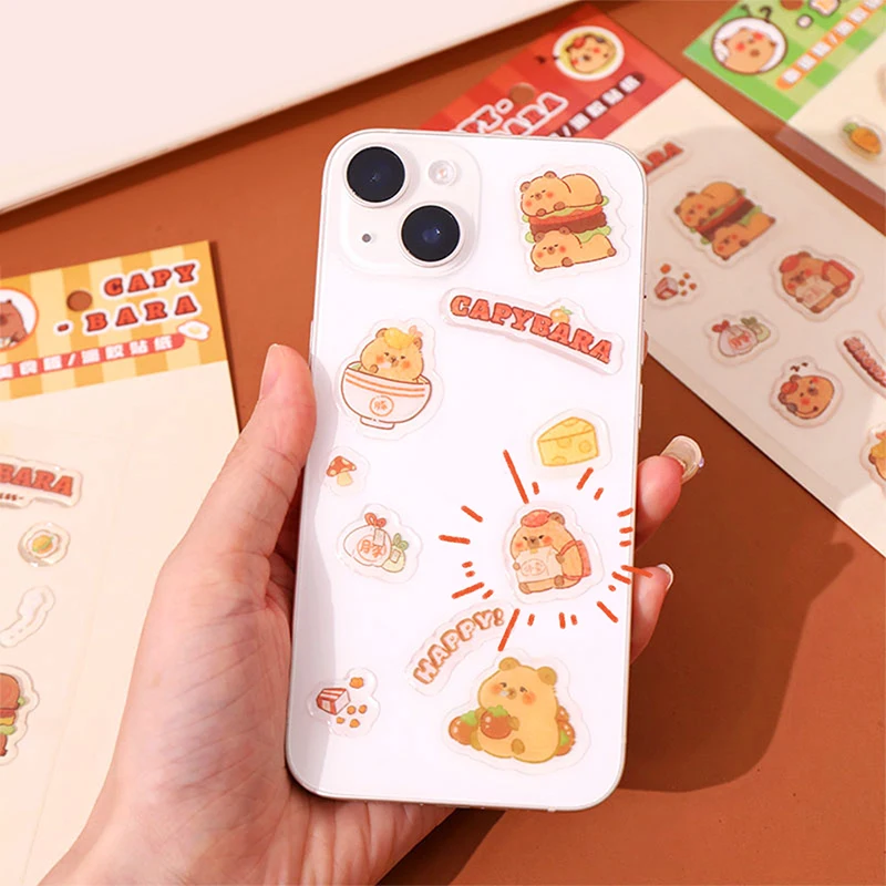 Cute Cartoon Capybara Drop Glue Stickers Creative Self-adhesive DIY Notebook Diary Decoration Multifunctional DIY Stickers