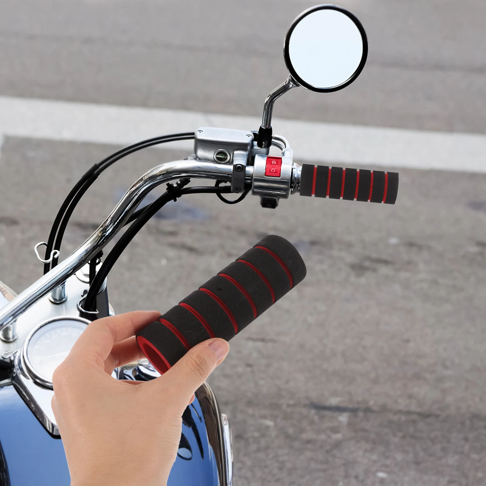

1Set Motorcycle Grip Covers Non-Slip Sponge Handlebar Sleeve Cover Brake Lever Replacement Protective Universal Fit for Bike