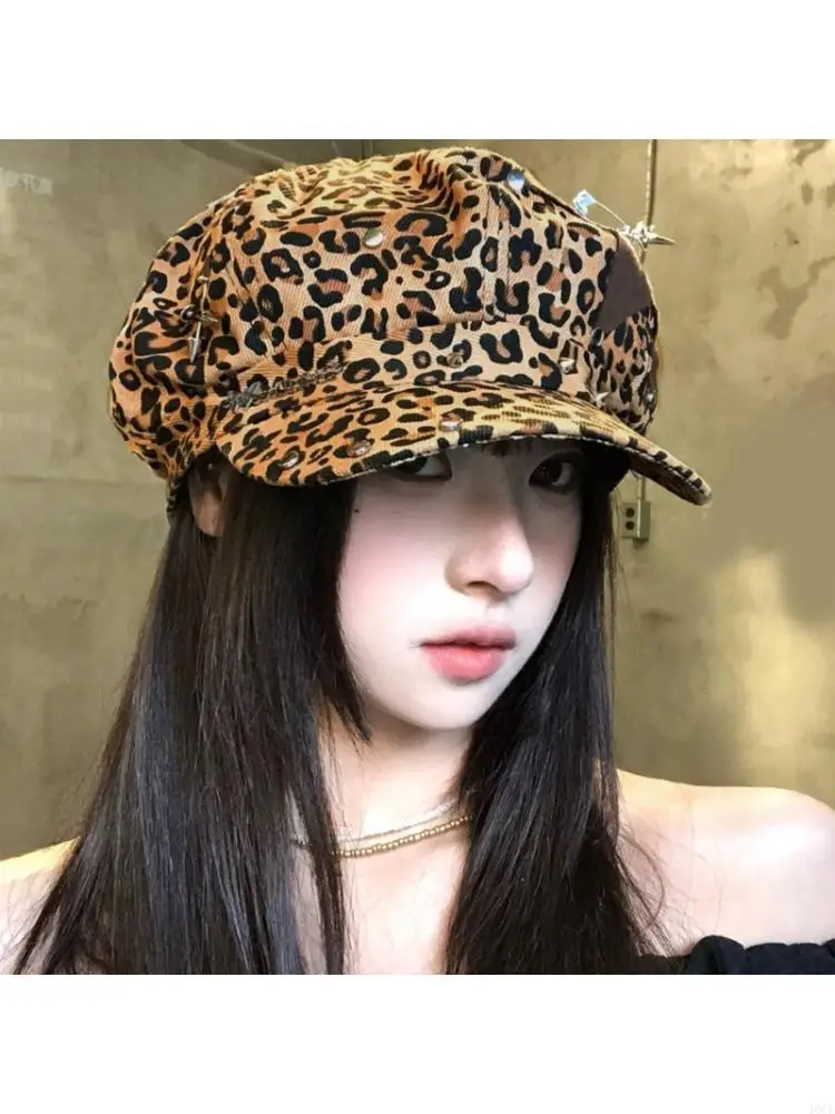 

Elegant Leopard Pattern Hat Lightweight Cotton Sun Cap For Women Outdoor And Daily Use
