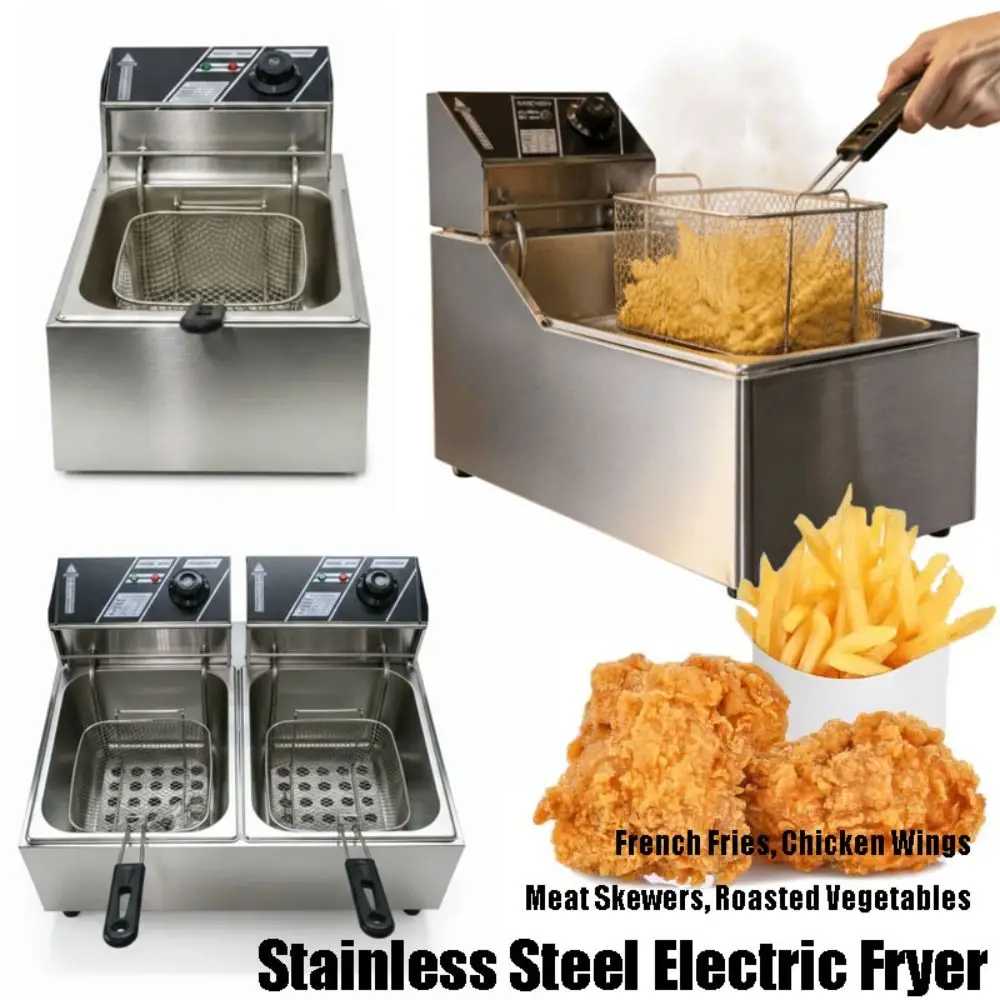 6L Electric Deep Fryer 1200W 3D Surround Heating Stainless Steel Electric Fryer Automatic Power-off 2 - 3 People Air Fryer