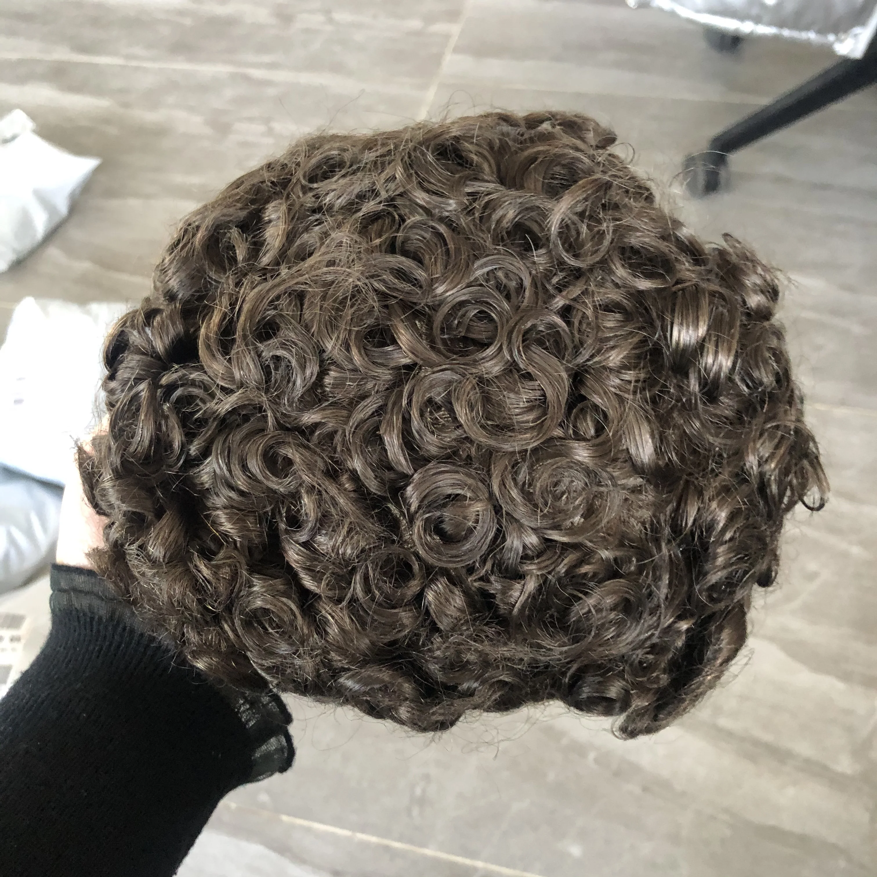 الأفرو الأسود رجل سوبر دائم أحادية شبكة قاعدة الشعر المستعار 100% البرازيلي جت الأسود 18 مللي متر نظام الشعر البشري المجعد الاصطناعية الشعرية #5