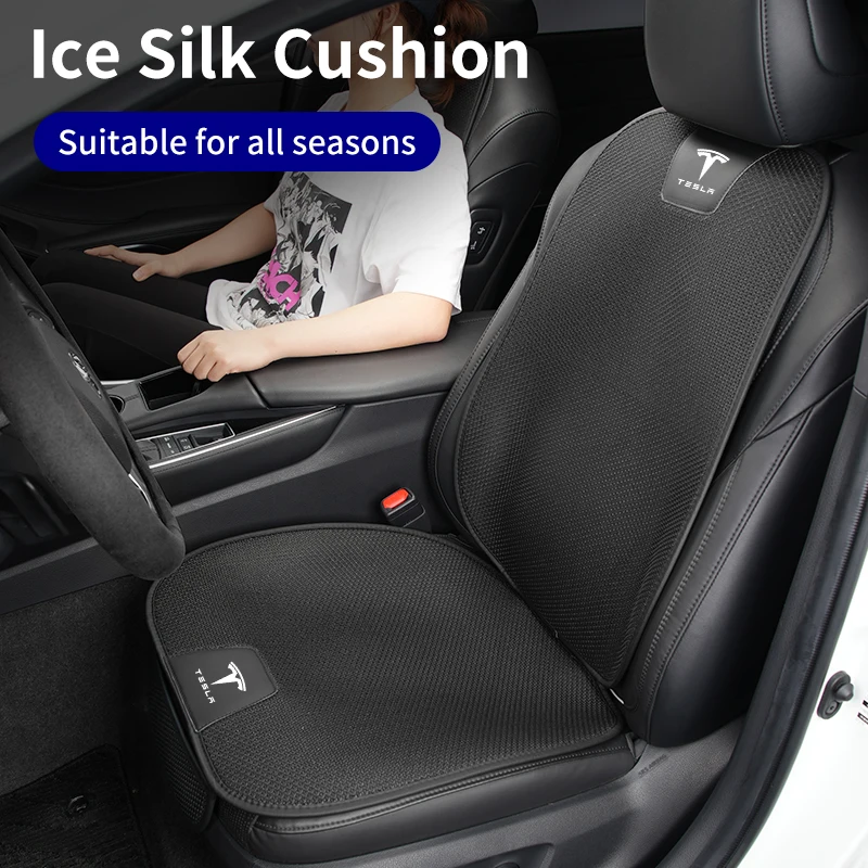 Car Seat Ice Silk Cushion Breathable Backrest Protector Cover Interior Accessories For Tesla Model 3 Model S Model X Model Y Roa