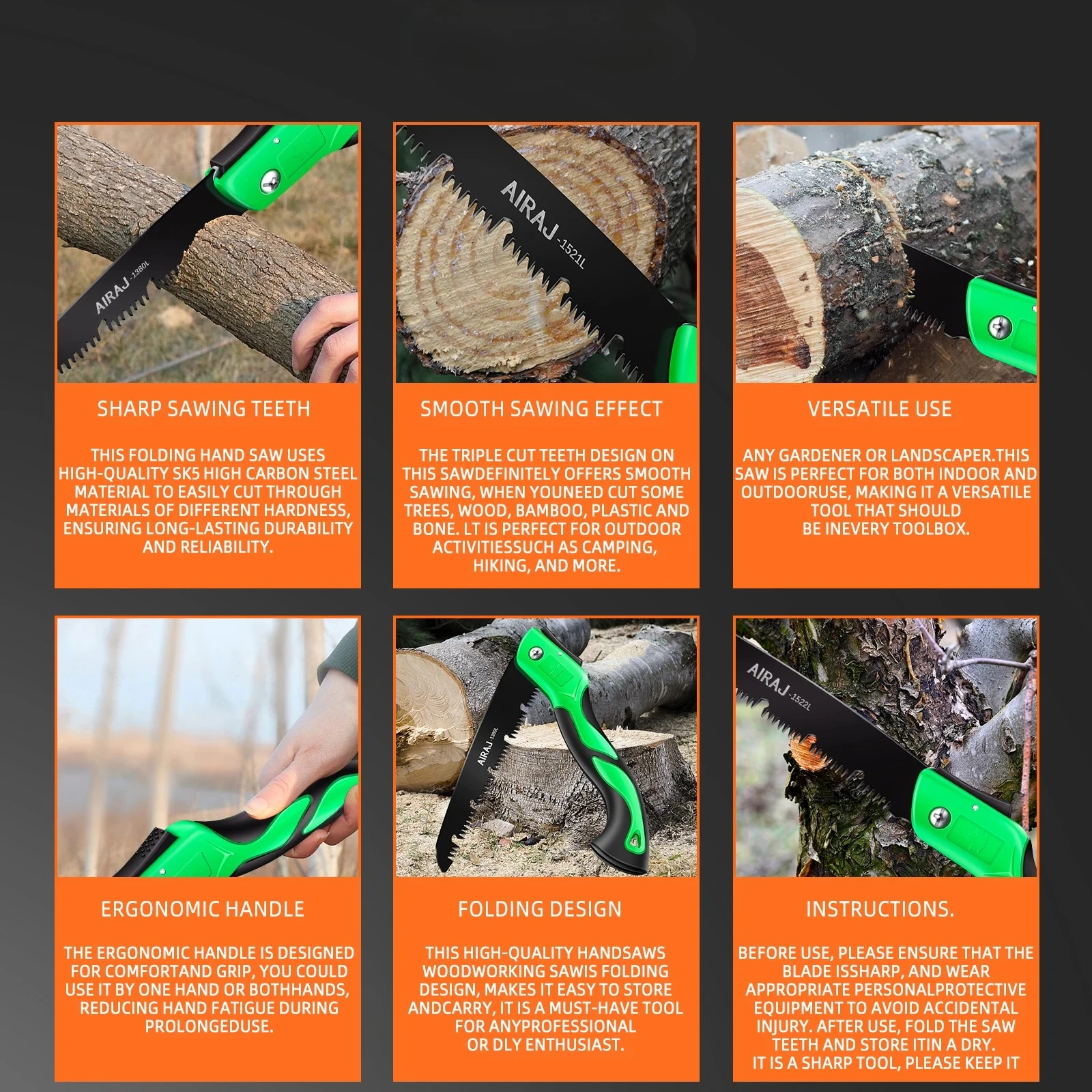 2025 جديد! منشار يدوي شديد التحمل للتخييم الخشبي، منشار تشذيب الخشب DIY مع أدوات تشذيب الأسنان الصلبة