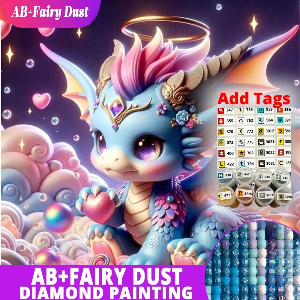 

Фея Пыль AB поставляется с наклейками DMC Алмазная картина Дракон Полная мозаика Мультяшное искусство Подарок ручной работы Новые поступления Украшение стены