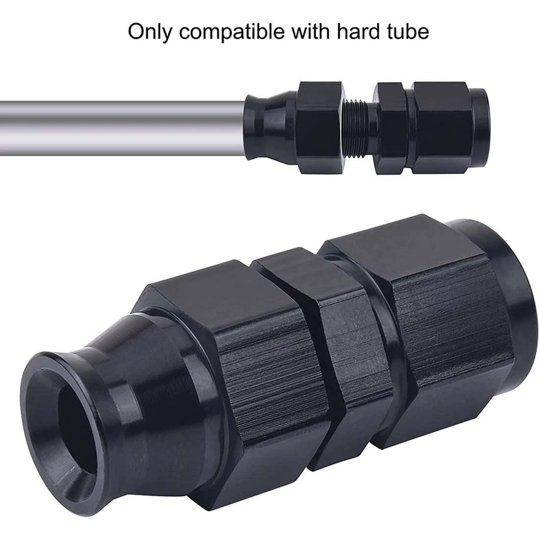 Ingenious-6AN Female Flare To Fuel Hardline Tube Fitting Adapter Connector Aluminum Alloy Black Anodized Straight