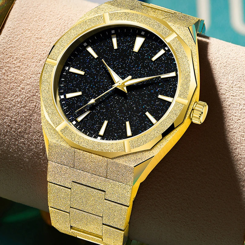 

PINTIME 2025 Новые мужские часы с дизайном циферблата звездного неба Модные мужские кварцевые часы в деловом и стиле для отдыха ﻿