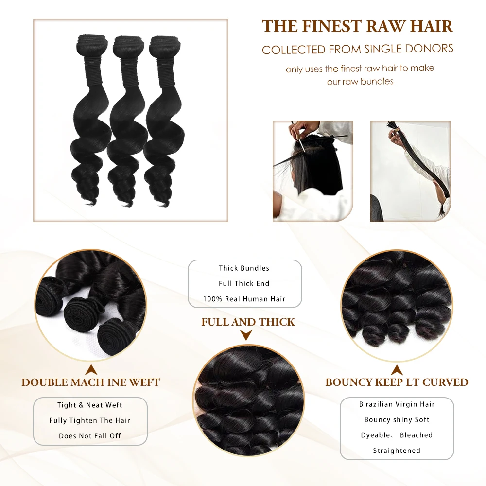 30 Inch Loose Wave Bundles 100% Human Hair Natural Black 14-32 Remy Hair Extensions Raw Hair Bundles For Women 10A Thick Bundles image 5