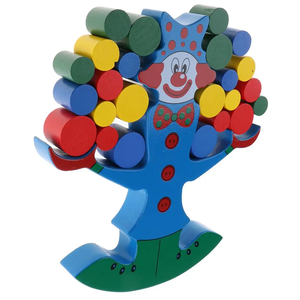 Wooden Clown Blocks BALANCE GAME Developmental Toys for Toddlers Baby