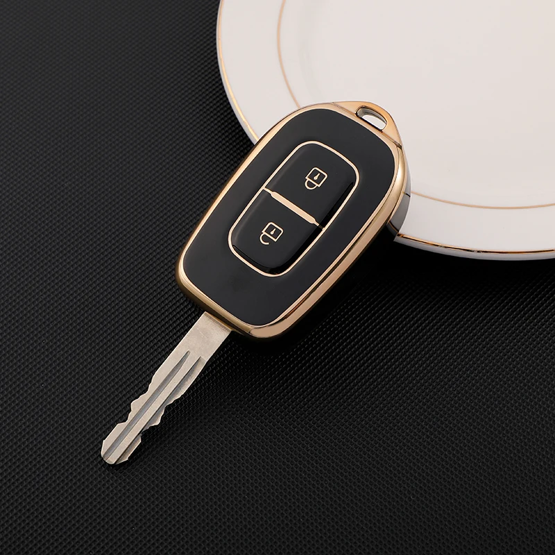 LLavero de carcasa de 2 botones para Renault, Kwid, símbolo de tráfico, Dacia, Sandero, Logan, Duster 2016, 2017, 2018, funda de TPU para llave de