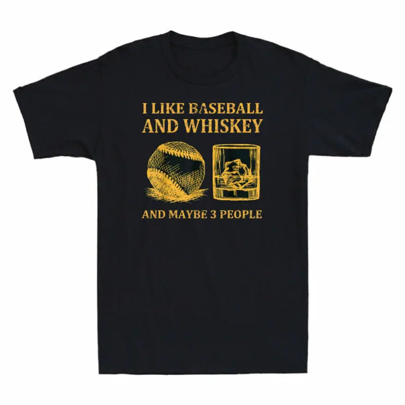 I Like Baseball And Whiskey And Maybe 3 People Funny Vintage Men's T-Shirt Tee