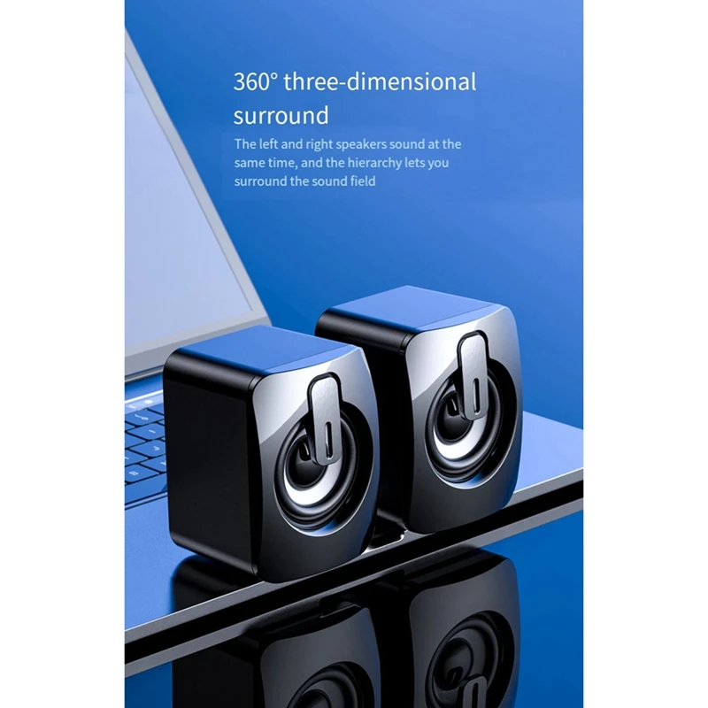 Computer Speakers USB 3.5MM PC Sound Box HIFI Stereo Microphone with LED Light for Desktop Computer Laptop Mobile Phone-A22U