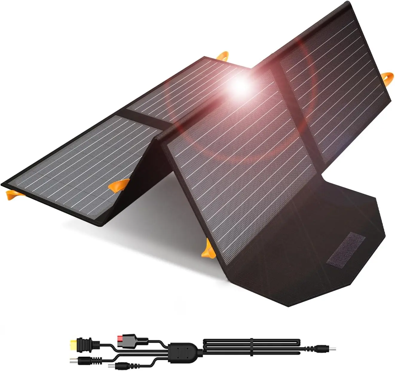 

Upgraded 60W Portable Solar Panel Charger with QC3.0, USB-A/C, DC5521, IP65 Waterproof for Camping and Emergency Power