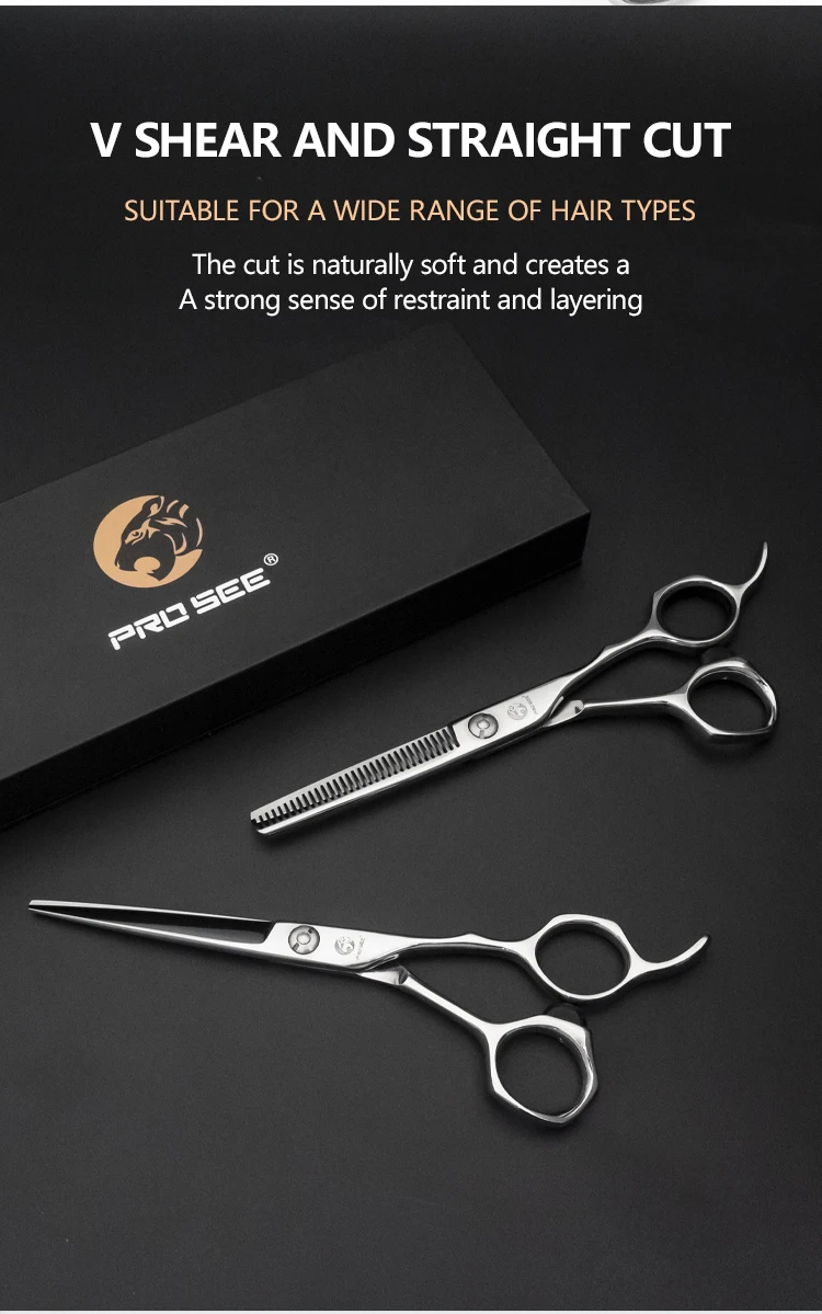 Professionelle VG10 Edelstahl-Haarschere für die rechte Hand, Haarpflegeschere von Direct Factory, Friseur-Scheren-Werkzeug-Set – Detail 5