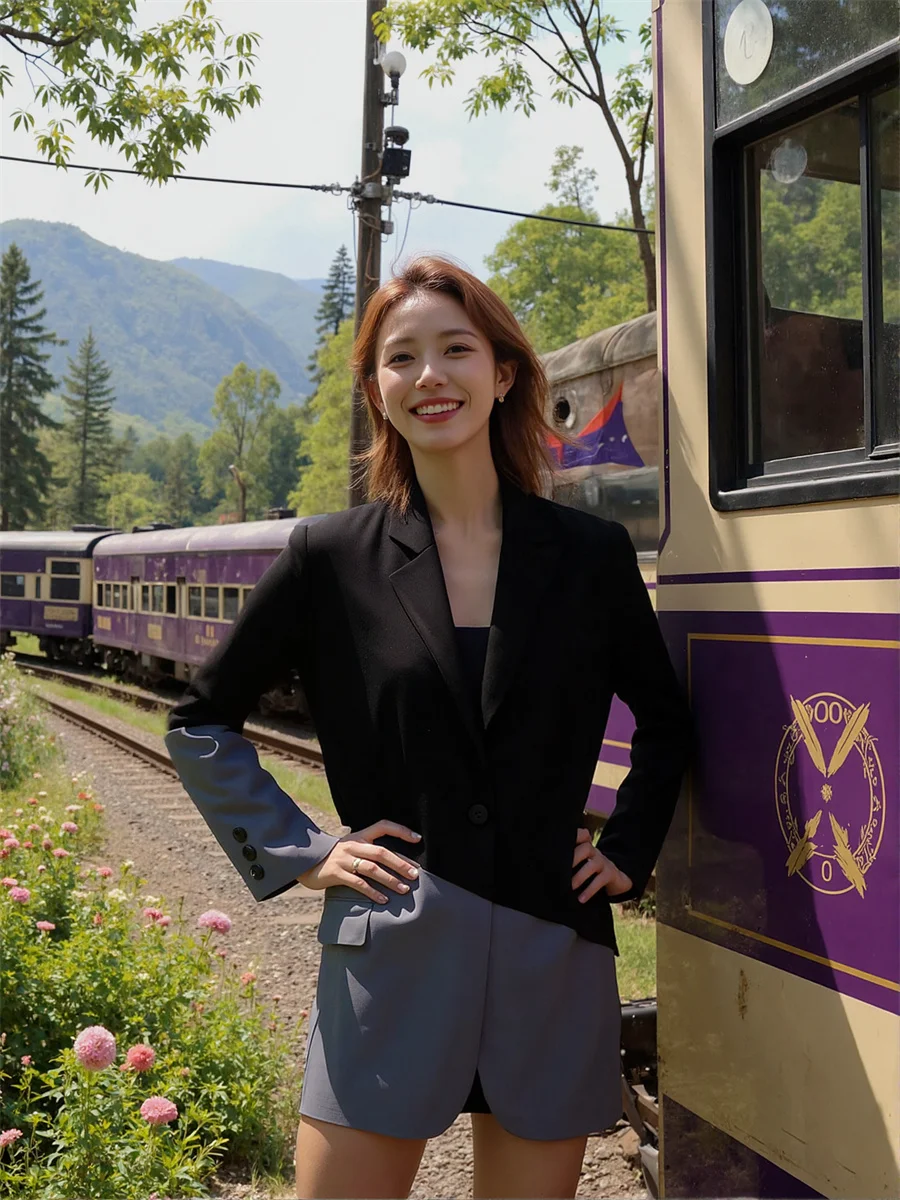 

Новинка: Женский пиджак свободного кроя в стиле пэчворк с вырезами, на пуговицах, мягкий, элегантный, теплый, осенний, асимметричный, в стиле boyfriend.