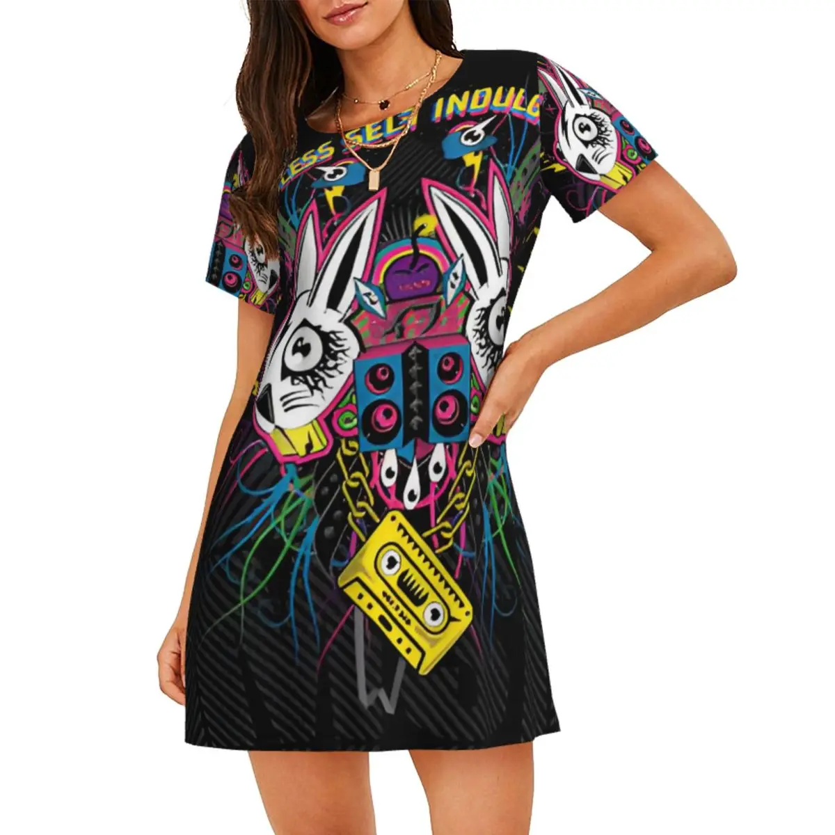 

Custom Mindless Short Sleeves Women Nightdress For Sleeping Womens Nightgown Hip Hop Music Dress Women Short Sleeve Nightgowns