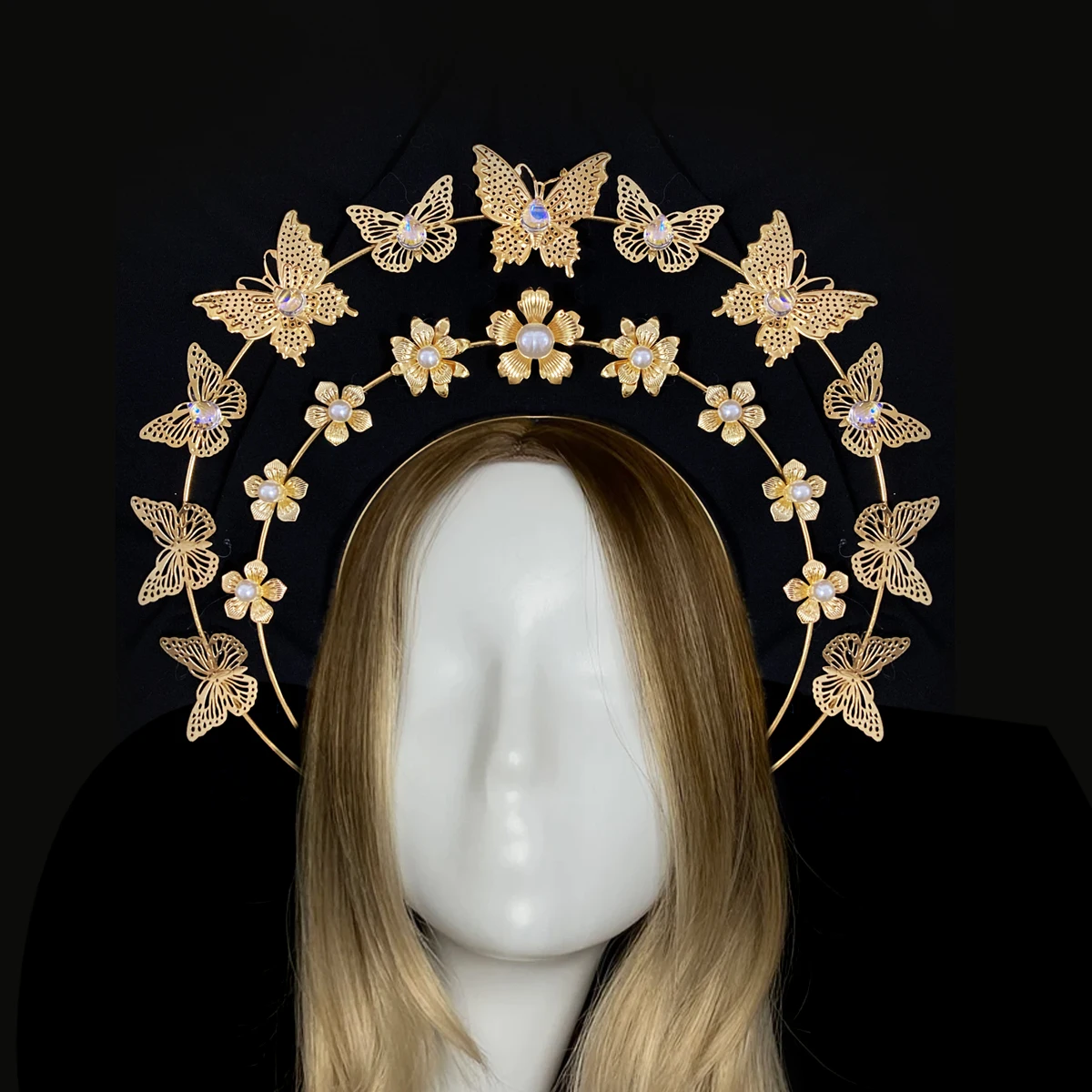 Handgemaakte Celestial Vlinder Zon Halo Kroon Maan Kind Hoofddeksel Wedding Angel Tiara Koplampen Moederschap Foto Props Boho Bruid