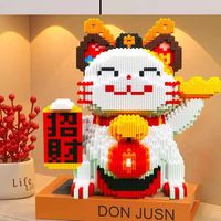 2024 New Lucky Cat Building Block Toy DIY Handmade Gift Lucky Cat Savings Can Puzzle Building Block Boy Birthday Blessing Gift