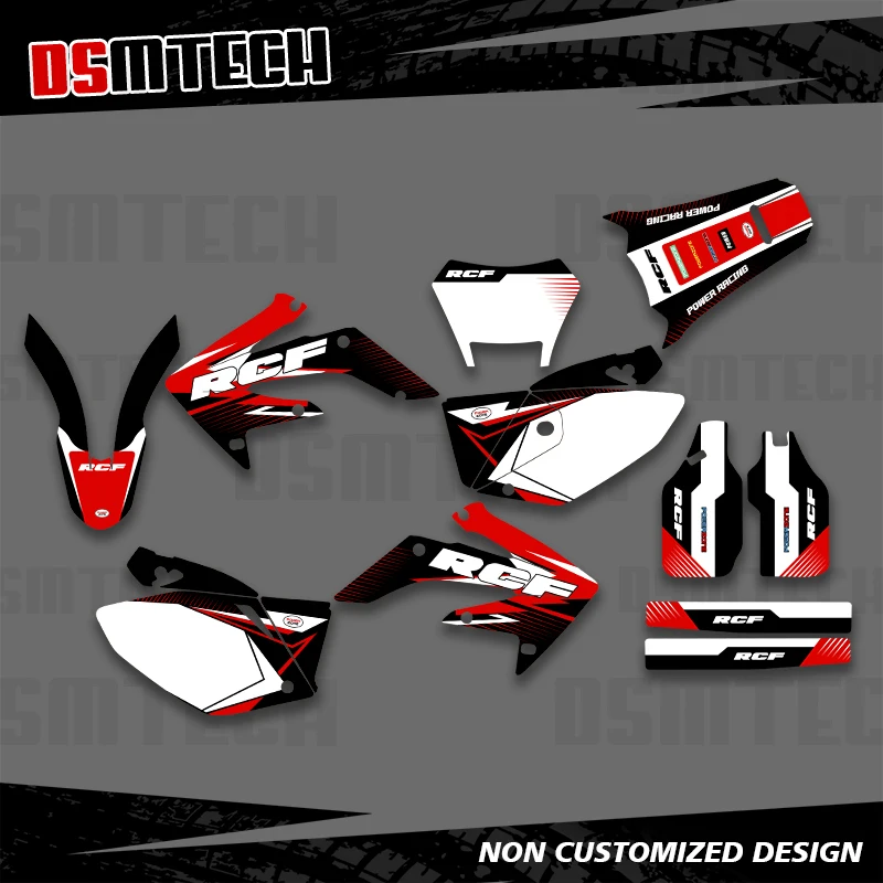 

DSMTECH для HONDA CRF250X CRF 250X CRF 250X 2004-2018 2019, графические наклейки, наклейки для мотоцикла, фон, индивидуальный номер, имя