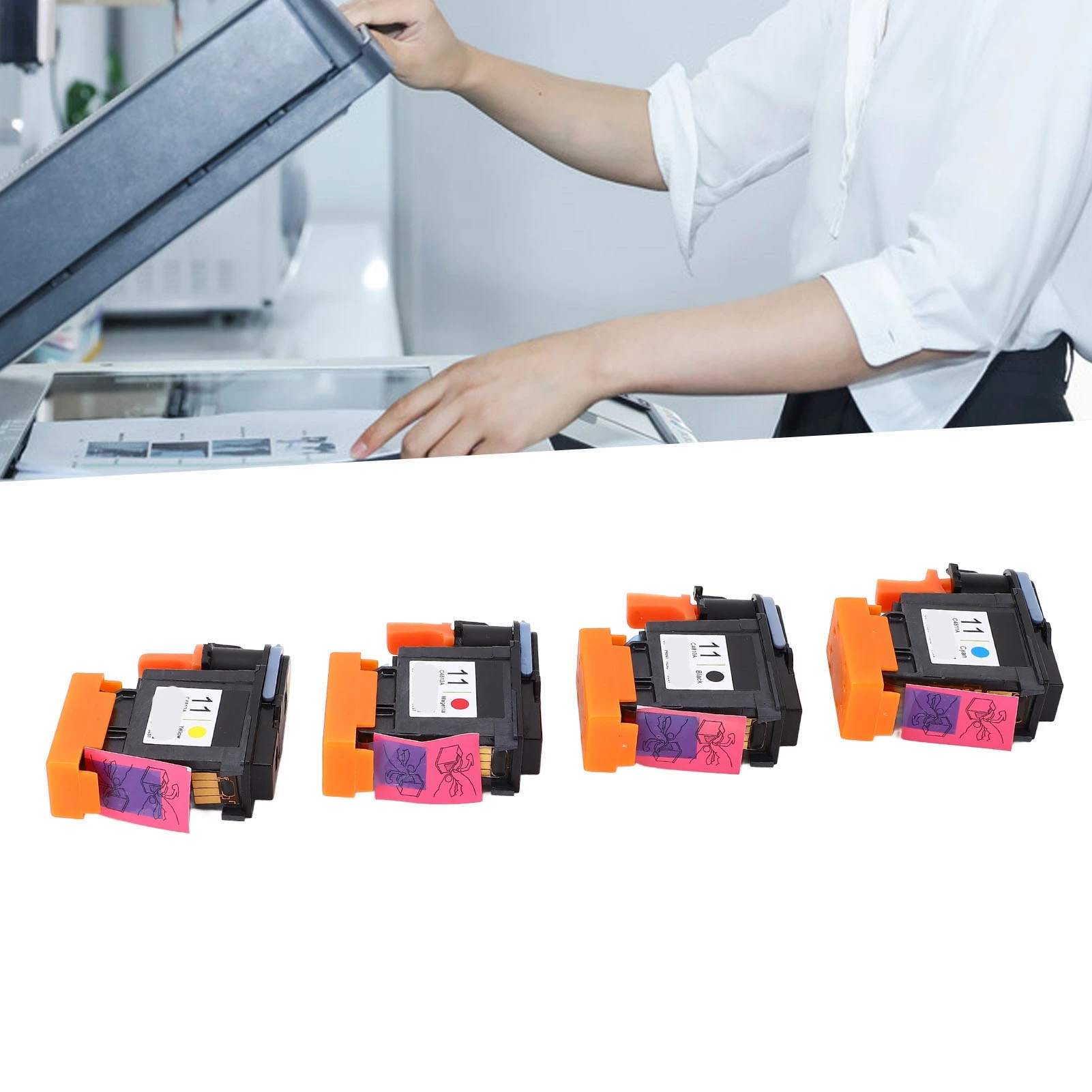 

4 Pcs Printhead Printer Head Magenta Black Cyan Yellow Print Head Replacement for HP Designjet 100 110 111 500 510 800 813 850