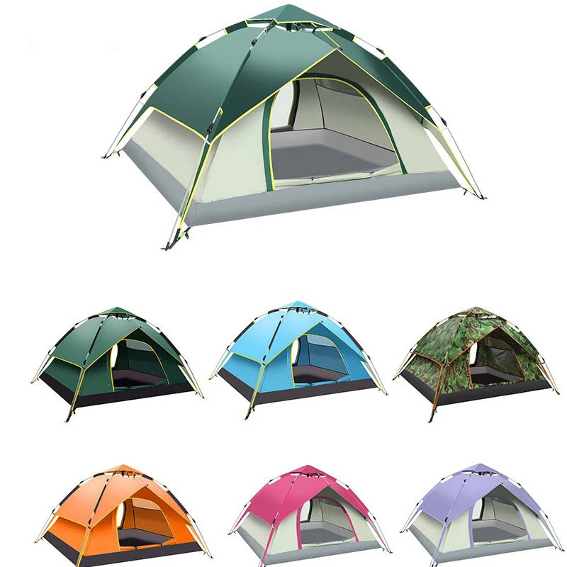 Double Layer Camping Outdoor Tent for 3-4 People Automatic Quick Opening Folding Sun Protection Portable Tent