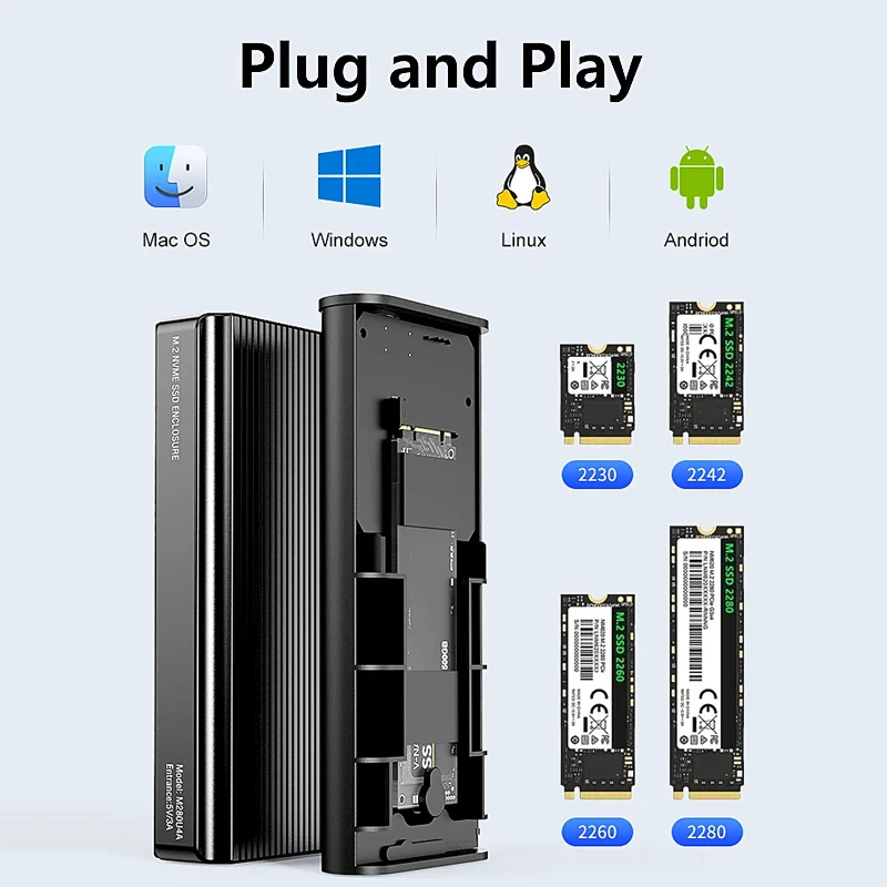 Imagem -03 - Caixa Ssd Nvme M.2 Usb Alumínio Estojo Externo Compatível com Thunderbolt de 8tb Tipo-c 40gbps