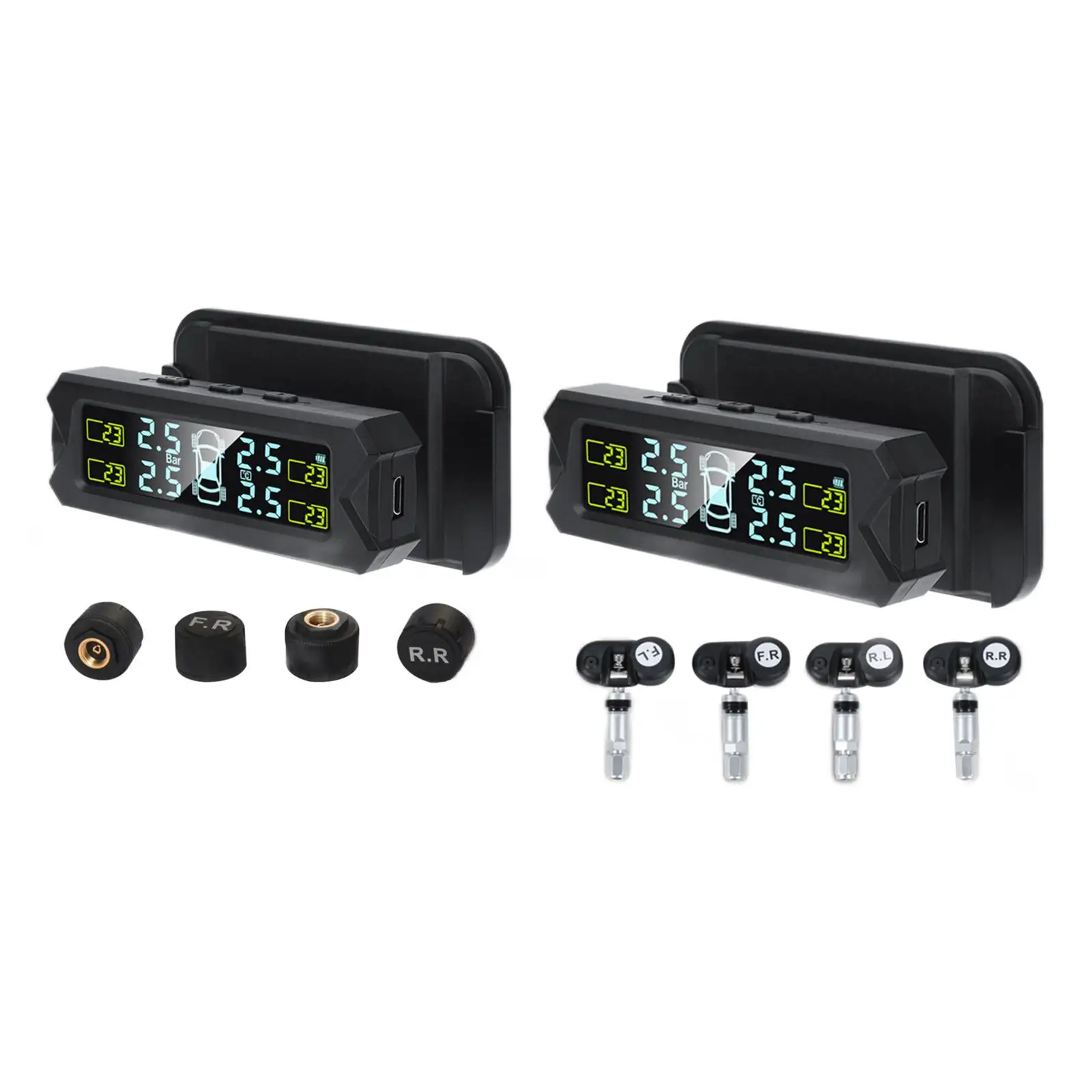 

Car Solar Sensors Digital Displaying 2 Charging Ways Black Warnings for RV SUV