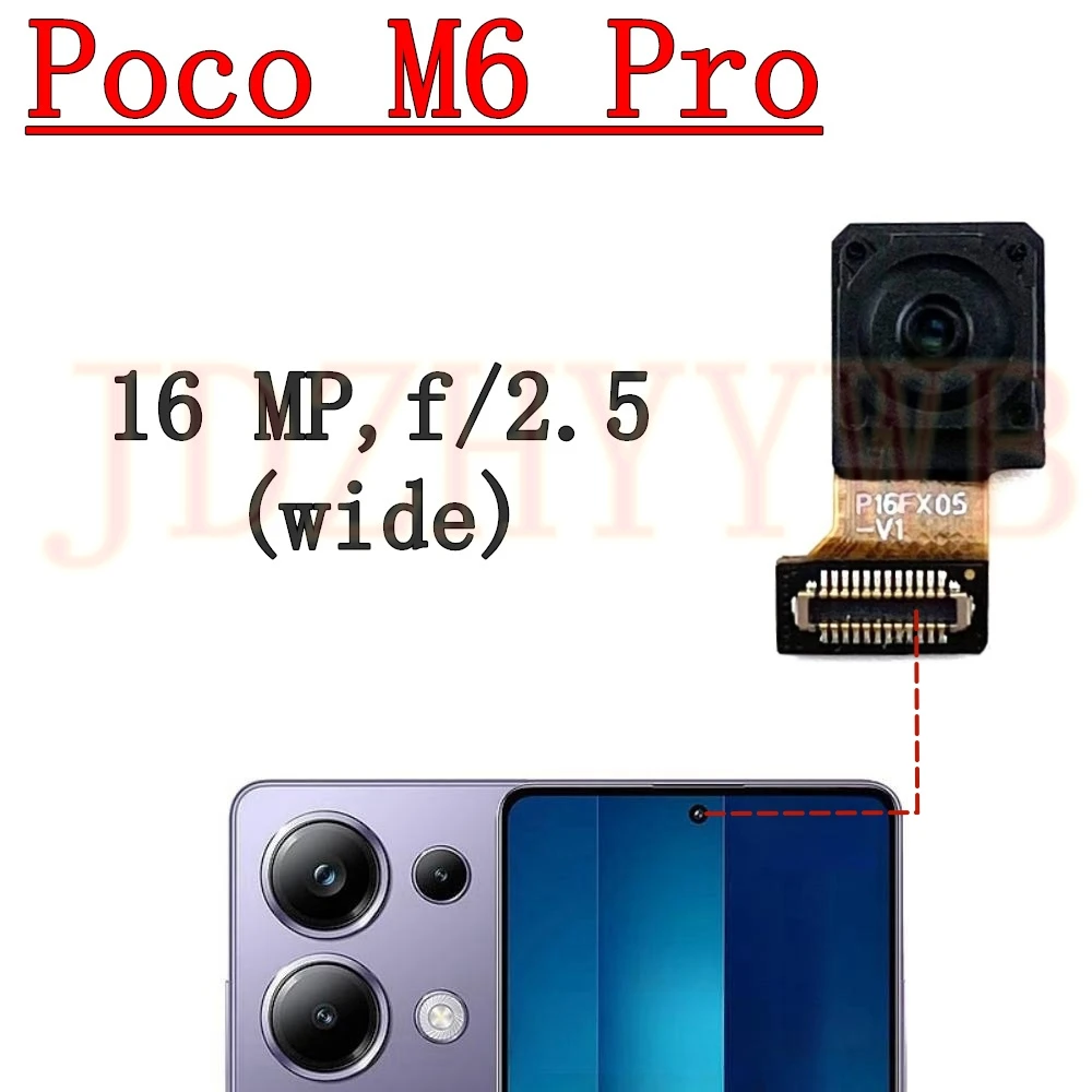 Best Quality Front Facing Selfie Camera For Xiaomi Poco M6 Pro Ultrawide Main Rear Wide Back Camera Phone Flex Cable Poco M6Pro