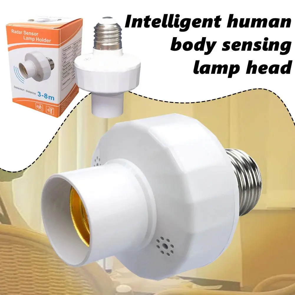 E27 Radar Induction Lights Socket Smart Light Bulbs Sensor Human Base New Adapter Motion Light Lamp Room Light Switch Switc O6E2
