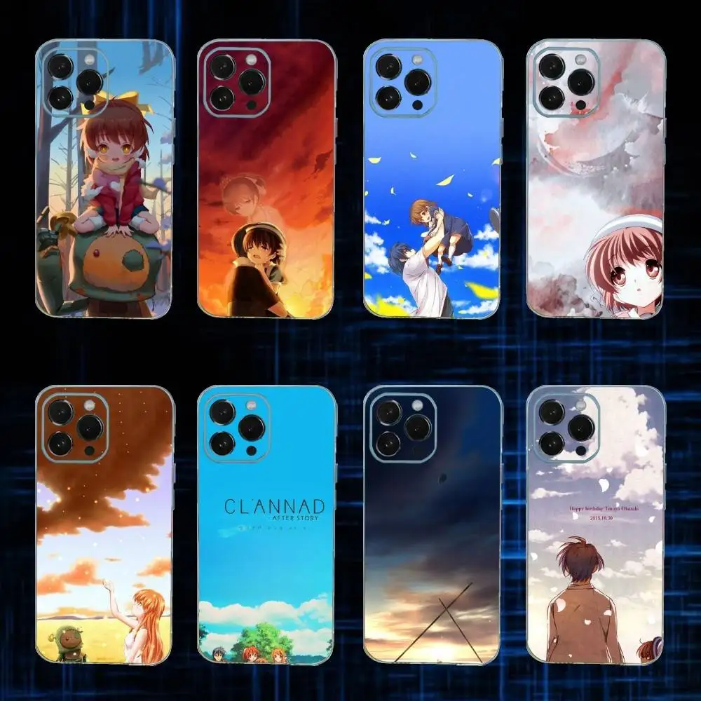 

C-Clannad Anime Phone Case For iPhone17,16,15,14,13,12,11 Plus,Pro Max Soft Transparent Cover